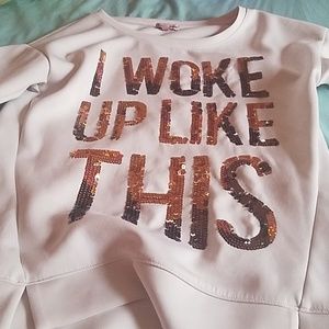 Sequin 'I woke up like this' shirt